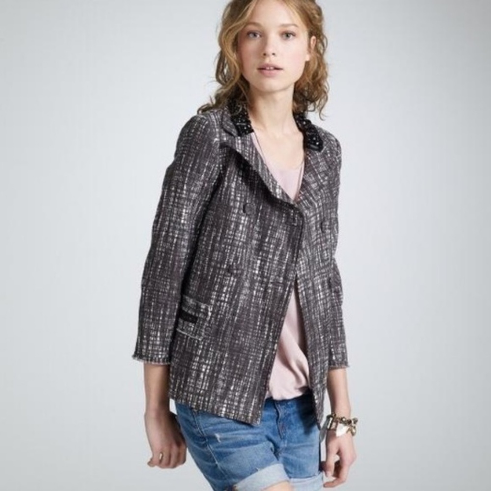 J. Crew Collection Tweed Jewel Collar Coat